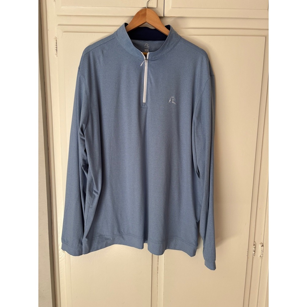 Rhoback Mens XXL Light Blue Heathered Quarter Zip Performance Pullover Sweater